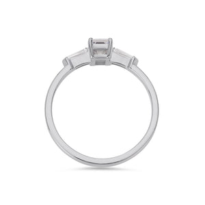 Illusion bullet & asscher cut diamond ring in white gold