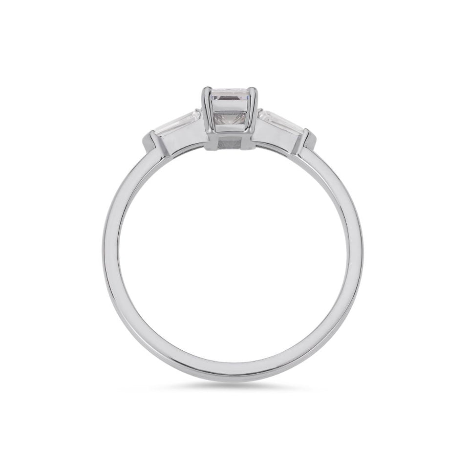 Illusion bullet & asscher cut diamond ring in platinum