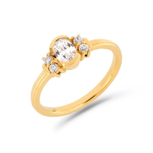 PACK: Gold Deco Oval Cut Solitaire Ring