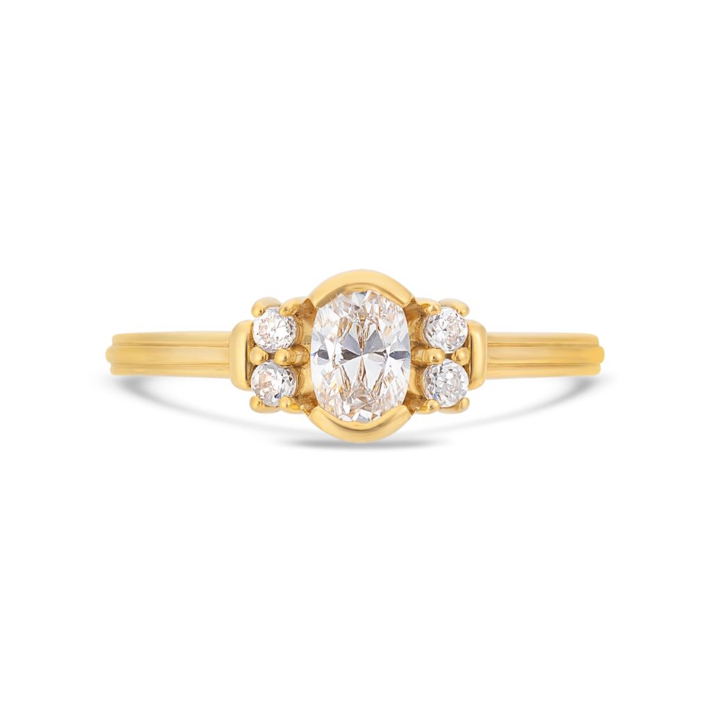 PACK: Gold Deco Oval Cut Solitaire Ring