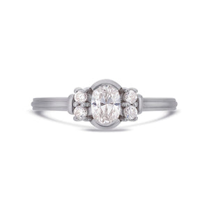 PACK: Platinum/White Gold Deco Oval Cut Solitaire Ring