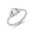 Deco oval cut solitaire diamond ring in platinum