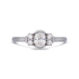 Deco oval cut solitaire diamond ring in platinum
