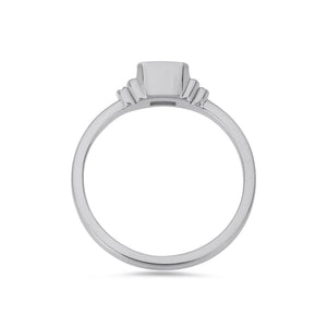 Deco emerald cut solitaire diamond ring in platinum
