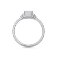 Deco emerald cut solitaire diamond ring in platinum