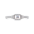 Deco emerald cut solitaire diamond ring in platinum