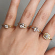 Asscher Art Deco halo diamond ring in yellow gold