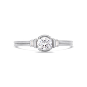 PACK: Platinum/White Gold Deco Brilliant Cut Solitaire Ring