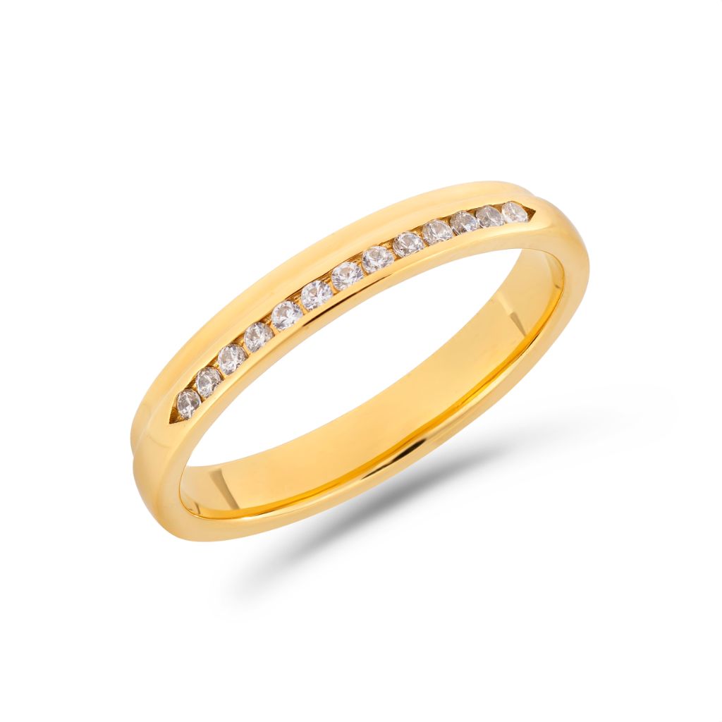 Pillar natural diamond ring in yellow gold