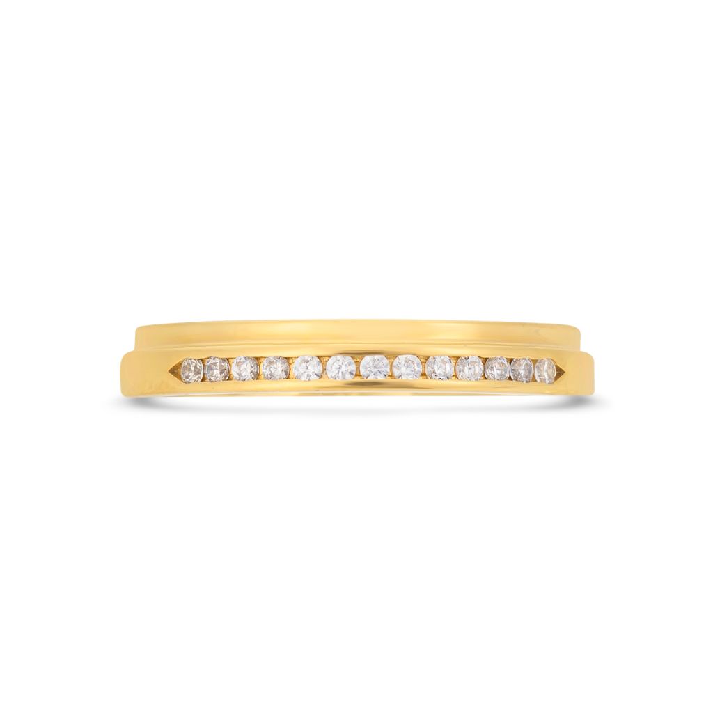 Pillar natural diamond ring in yellow gold
