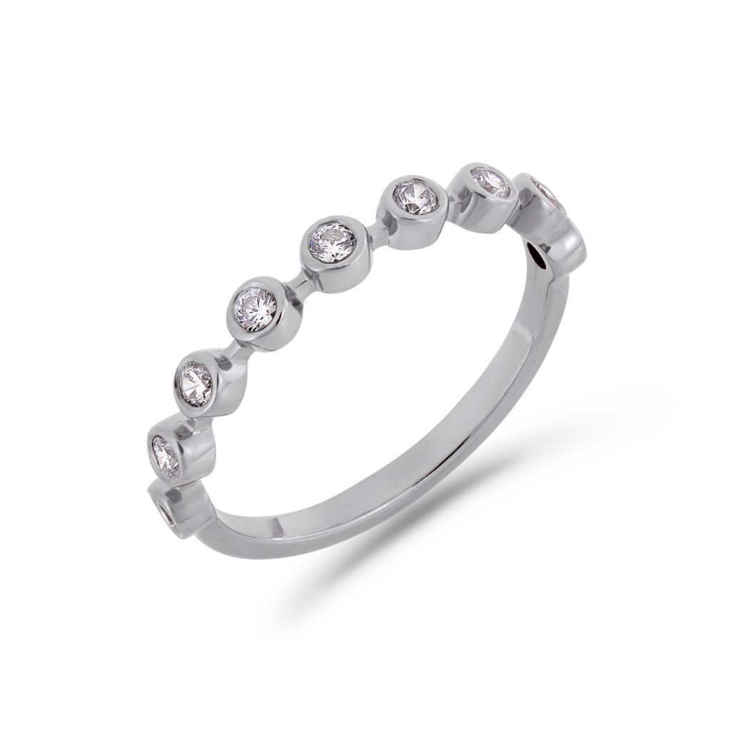 Bezel natural diamond ring in white gold