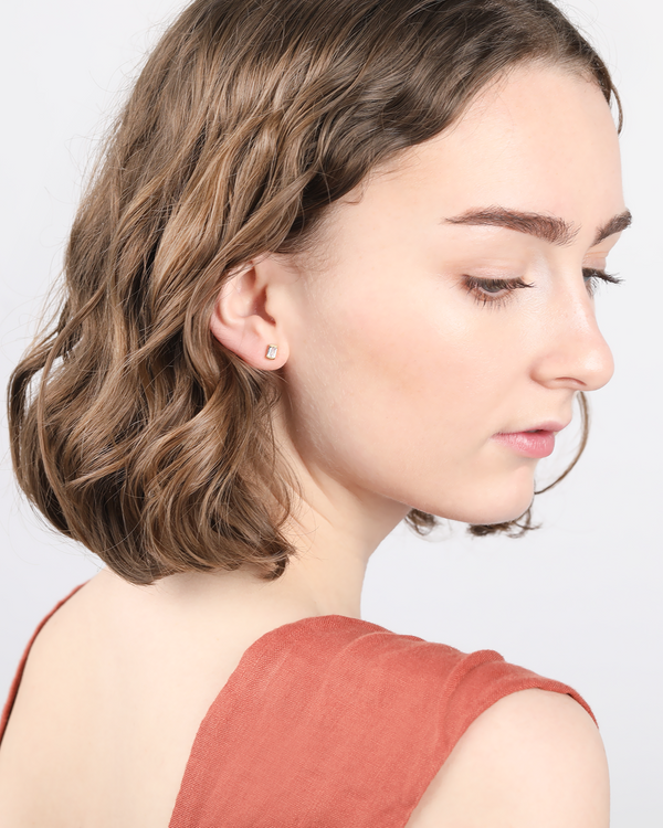 Allegra Baguette Gold Stud Earrings