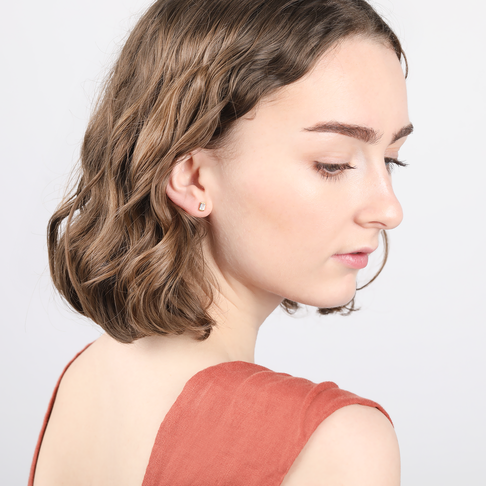 Allegra Baguette Gold Stud Earrings
