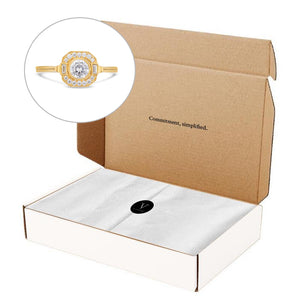 PACK: Gold Asscher Art Deco halo ring