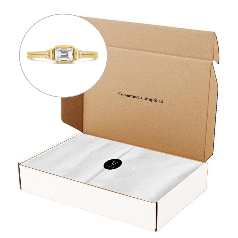 PACK: Gold Deco Emerald Cut Solitaire Ring