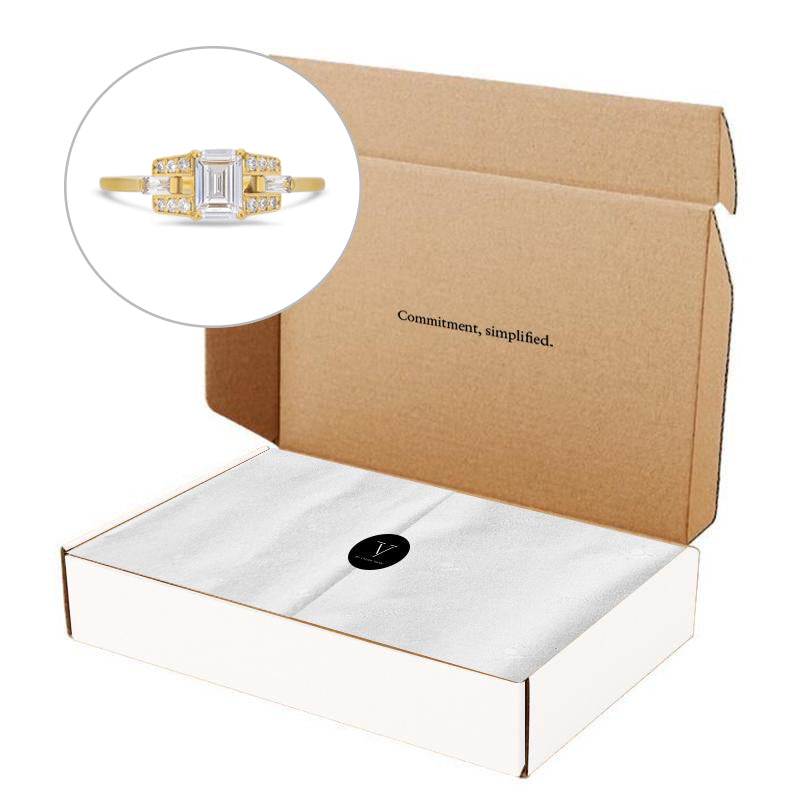 PACK: Gold Emerald Cut Buckle Ring