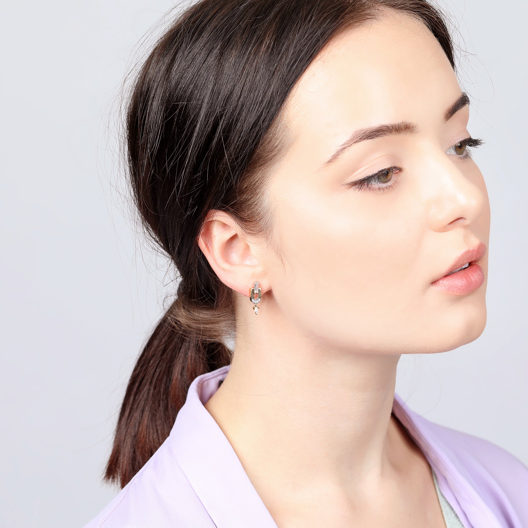 Leandra Sterling Silver Gold Stud Earrings