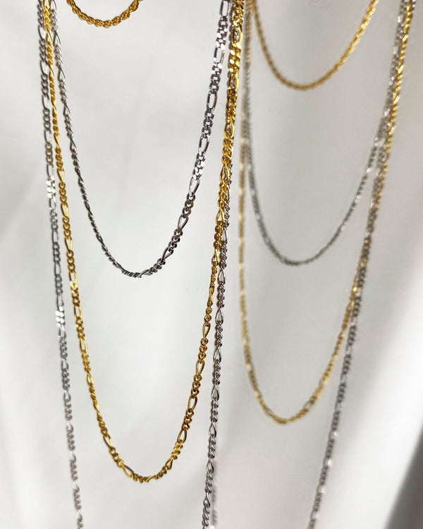 Rhodium plated Figaro chain