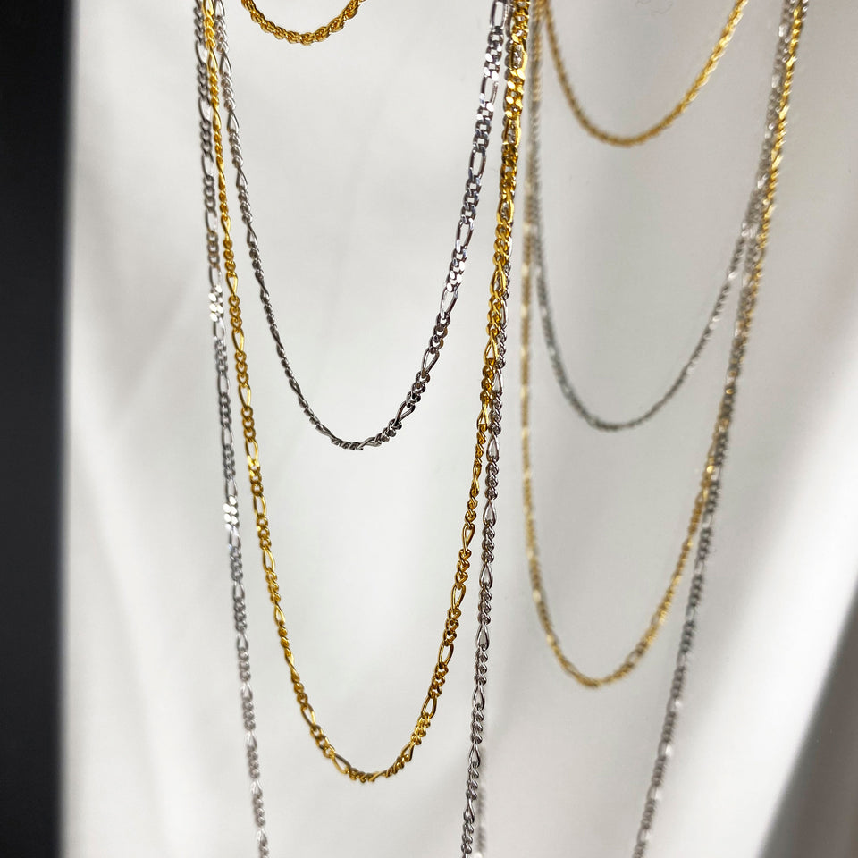 Rhodium plated Figaro chain