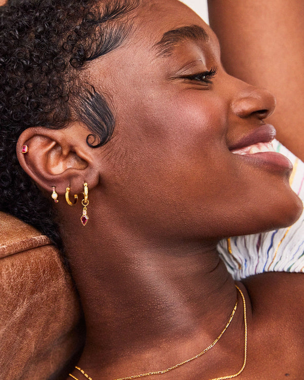 Iris Gold Hoop Earrings + Shield Charms