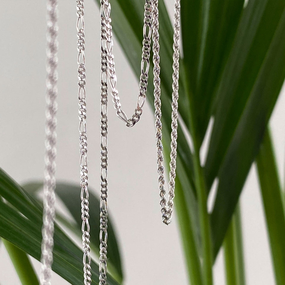 Rhodium plated Twisted Rope chain