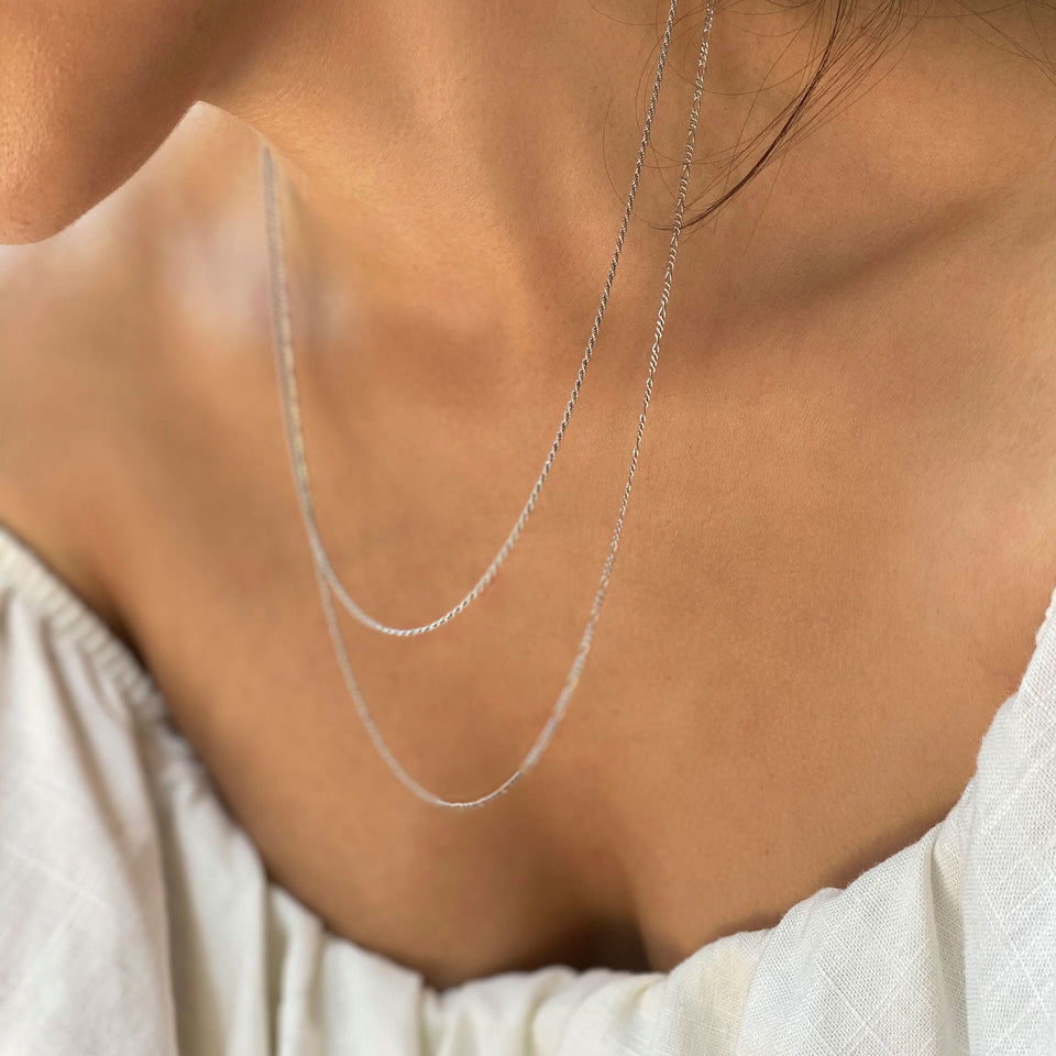 Rhodium plated Twisted Rope chain